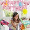 16-Inch Pink Happy Birthday Balloon Letters Banner with 2 Mini Bow Balloons – Foil Mylar Birthday Party Decorations for Girls, Pink Theme Party Supplies (Pink)